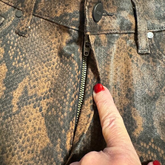 PAIGE Hoxton Ultra Skinny Coated Brown Snake Print Jeans Sz. 27 - Picture 7 of 12